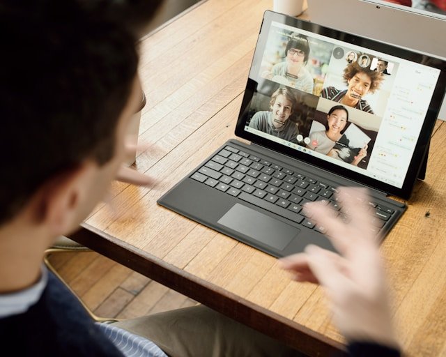Online tutoring laptop video call